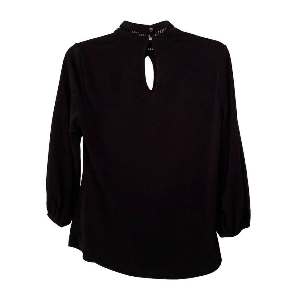 New York & Company 7th Avenue Black High Neck Ruffle Sleeve Blouse Size S - Picture 3 of 13